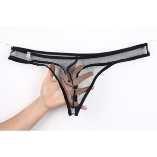 Arpgnhn european and american men's underwear classic fine mesh thong u-shaped design single thong for men 1 pair black l european size (2.5-2.8 feet)