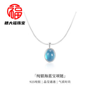 Fat donglai quality aquamarine necklace jxrxs925 silver women's model 2024 new clavicle chain light luxury niche fashion silver aquamarine necklace