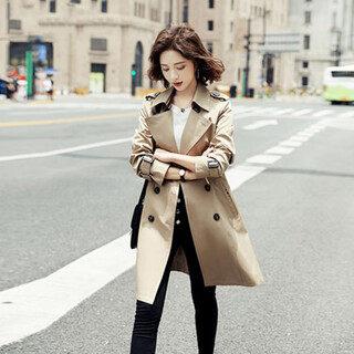 Audun windbreaker coat for women 2025 new style women's small medium-length spring and autumn coat at3212 khaki m