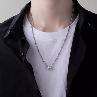 Qi xiaomi titanium steel necklace men's trendy light luxury high-end clavicle chain handsome hip-hop small waist pendant internet celebrity sweater chain pendant small waist necklace