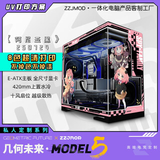 几何未来Model5 M5游戏电脑台式主机箱360水冷/E-ATX主板/TypeC/白色 黑色 二次元主题机箱私人定制 UV打印 M5·250724-阿尼亚黑【黑机箱定制】