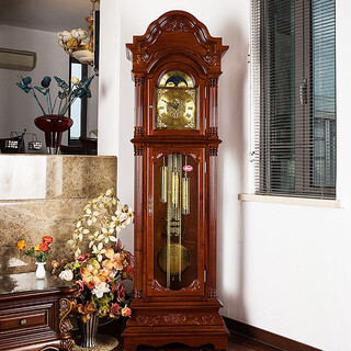 Sanwu brand german movement eight-tone american basswood mechanical floor clock american european-style living room pendulum clock chinese-style table clock hemler eight-tone + golden sandalwood