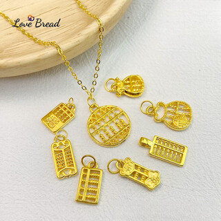 Qianjun shenzhen shuibei gold 999 pure gold abacus pendant 3d hard gold blessing bag ruyi xiangyun gold abacus diy round abacus