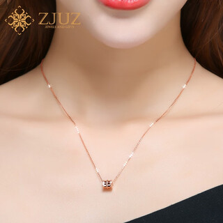Zjuz 18k gold small waist necklace color gold rose gold necklace ladies clavicle chain simple birthday gift for girlfriend 18k gold rose gold (small size)