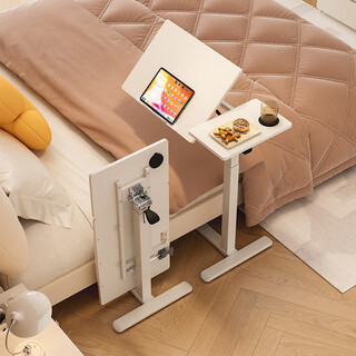 Skaan pneumatic lift bedside table movable folding sofa study desk bed computer desk standing office workbench full folding rotating model right model_white