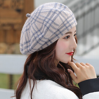 Xiangxue yuxiu boina sombrero de otoño e invierno para mujer sombrero de pintor retro británico versión coreana sombrero octogonal versátil sombrero de lana de conejo de punto caqui m talla 56-58cm