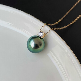 Black butterfly tahitian pearl pendant k gold princess single diamond natural freshwater peacock green black pearl necklace 9-10mm elegant model flawless with silver chain