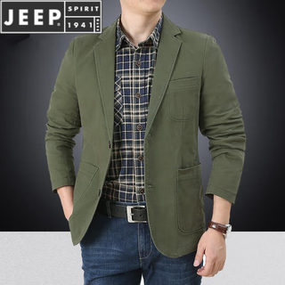 Jeep spirit/jeep quality spring and autumn new casual suit men's slim cotton casual jacket men's jacket military green 2xl