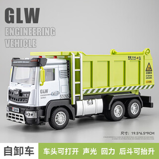 Timminy children's alloy toy car semi-trailer large truck transporter dump truck toy boy truck engineering vehicle medium dump transport truck green