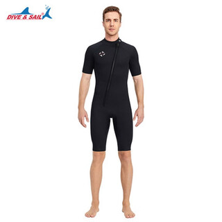 Dive&sail3mm thermal swimsuit men's adult short-sleeved one-piece sun protection professional wetsuit suit thickened 2024 new gray s