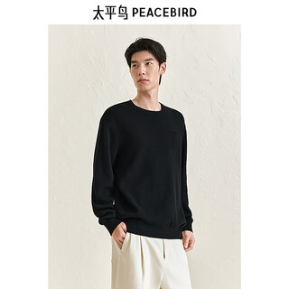 Peacebird men's sweater casual winter knitted sweater men's fashion round neck men's sweater inside black s