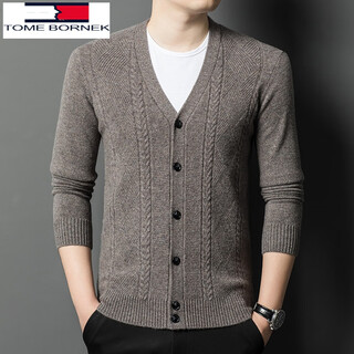 Tome bornek2024 new v-neck 100% cardigan sweater men's cardigan jacket casual knitted sweater autumn and winter sweater dad's wear yanyutuo 105