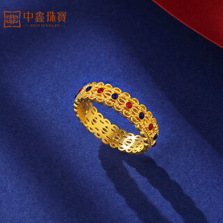 Zhongxin jewelry linchanhe hualitan ancient gold ring women's enamel lace gold ring pure gold 999 gift for girlfriend jewelry gold weight 4.42 grams (13 circle number)