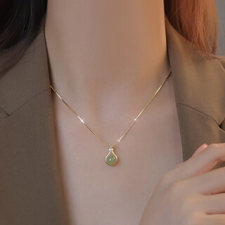 Jianlu blessing bag hotan jade silver necklace women's light luxury high-end pendant jewelry birthday gift for girlfriend and mom
