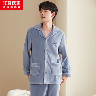 Hongdou home new autumn autumn and winter plus velvet thickened warm coral velvet men's home clothes men's pajamas