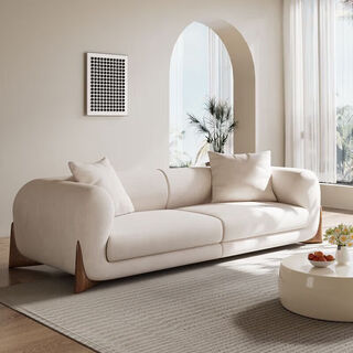 2025 nordic fabric sofa small apartment cream style living room modern simple cotton and linen velvet straight row chaise longue sofa upgraded version (matte cloth + 45d high resilience sponge) 140cm single seat (imported larch frame)