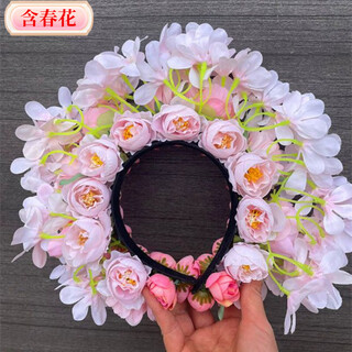 Children's hairpin headband with spring flowers, quanzhou hanfu silk flower hair accessories, ethnic photography, flower headband, girl's garland, children's hairpin, simple style 2