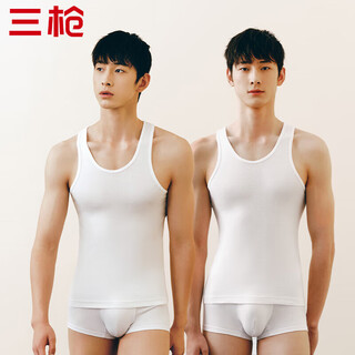 Men's three-gun vest, pure cotton, high elastic rib, with fitness and sports bottoming men's sleeveless t-shirt, 2 pieces
