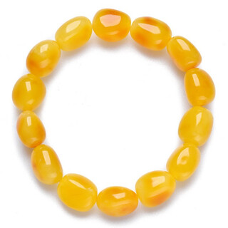 Oucerny beeswax bracelet for men, natural amber raw stone bracelet for women, full honey chicken fat yellow beeswax single circle hand ornament 15-16g, one item, one certificate, supports re-inspection