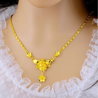 Lingchuan vietnamese sand gold 99 necklace women's set chain sand gold rose gold-plated pendant with clavicle fine chain