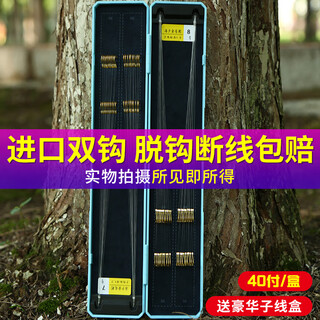 Haidi imported gold haixi sub-line double hook finished haixi gold sleeve fish hook tied set full set of thin crucian carp hook special 0.45m gold sleeve barbed hook 4/5 + line 0.8/1.0