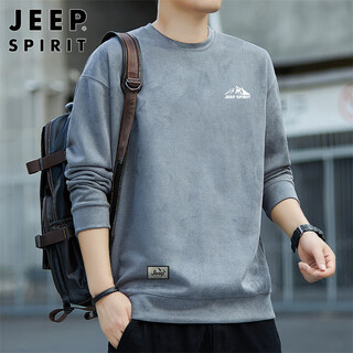 Jeep spirit jeep sweatshirt men's autumn and winter korean style loose men's sweatshirt round neck bottoming shirt men's 5152 dark gray xl