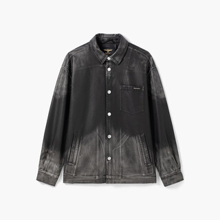 Boy londonboylondon spring couple style long-sleeved three-dimensional letter gradient retro style imitation leather jacket n44001 gray xs