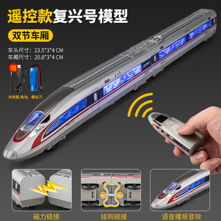 车致高铁玩具火车遥控合金复兴号动车模型玩具仿真和谐号儿童电动男孩 合金复兴号动车-双节+充电套装