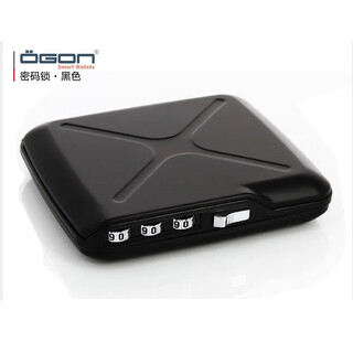欧夹法国OGON创意密码金属钱包铝制防盗刷信用卡盒商务男士卡包礼品 黑色