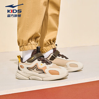 Hongxing erke (erke) children's shoes, boys and girls sports shoes, children's 24 autumn and winter new products, large and small children's casual shoes, dark tan/warm linen 37