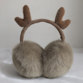 Changyin elk ear earmuffs women's winter plush ear covers ear hats earmuffs warm ear covers ear protection thick plush khaki