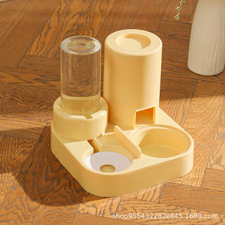 New automatic cat feeding water feeder dog bowl cat basin three-in-one water dispenser cat bowl can be ordered meal pet supplies all yellow without bell vertical kettle 1.2l opp bag