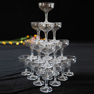 He jiagong champagne tower cup new champagne tower wedding props three-layer round acrylic wine tower shelf birthday hotel pie thickened champagne cup 22 pieces