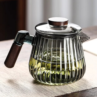 Jinpan teapot glass tea water separation high temperature resistant tea maker with filter wooden handle single pot kung fu tea set tea cup household vertical pattern teapot 600ml