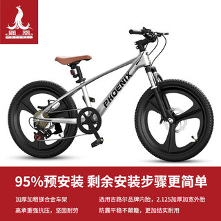 Phoenix (phoenix) children's bicycle 6-15 years old primary school students, middle-aged and older children's bicycle men's and women's land rover integrated elegant silver 22 inches