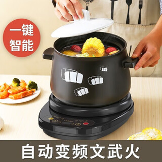 A pot of 100-drink soup pot, electric casserole for porridge, ceramic stew soup pot, split type fully automatic health pot, large capacity 5l black pot g + black base, can stew a whole chicken