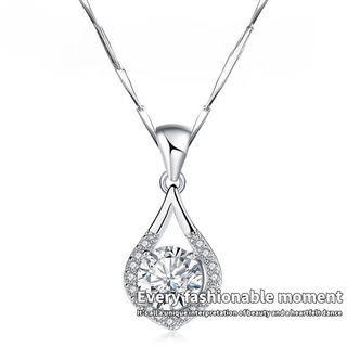 Xuanyong 950 platinum necklace, white gold pendant, women's silver necklace, simple water drop necklace, k gold jewelry, white diamond (with arrow heart chain)