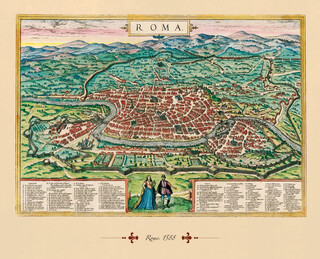 Retro decorative painting core sticker literature and art european city 16th century rome