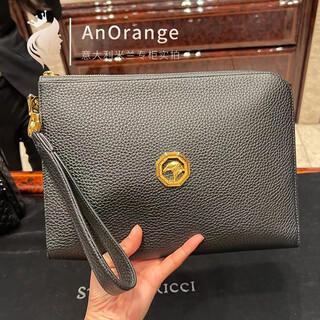 Stefano ricci stephen's new men's bag gold eagle head black leather clutch bag black