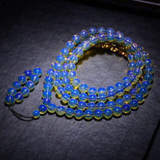 Domi 5a water purified blue amber 108 optimized beads bracelet, beeswax amber round bead bracelet for men and women, picture color, picture color, dominican 10mm style one