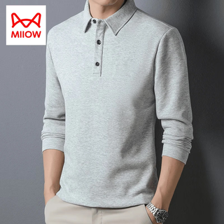 Miiow 2025 new autumn sweatshirt casual business lapel polo shirt men's versatile long-sleeved top gray xl