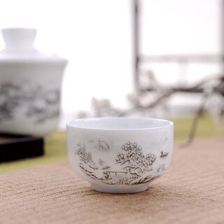 Yufan jingdezhen ceramic wine warmer hot pot wine cup one or two chinese kung fu tea set single cup rice wine white wine cup snow scene 50ml wine cup