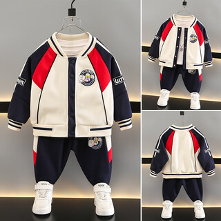 Cool sheep ultraman clothes boys autumn baseball uniform set 2025 new handsome boy spring and autumn trendy cool sports jacket red jacket + pants 100