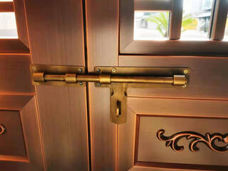 Xmsj pure brass door bolt new chinese style exposed door latch fixed thickened retro old-fashioned outdoor window wooden door lock c ruyi head 60cm bronze