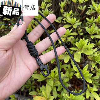 Qiantun paracord outdoor hand-woven key chain rope id card holder hanging buckle mini rotatable portable hand rope 50cm black