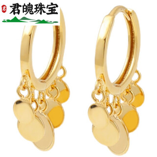 Junpo 18k gold round piece pendant earrings for women k gold au750 gold earrings women's earrings birthday chinese valentine's day gift 18k