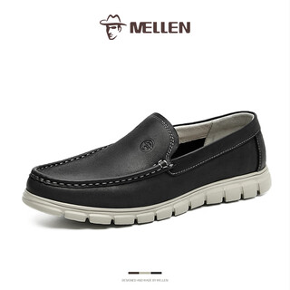 Mellen high-end brand doudou shoes men's new first-layer cowhide business casual leather shoes one-leg professional suit men's shoes black 41