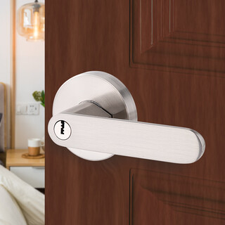 Huili's customized ball lock indoor bedroom three-pole handle lock room door lock ball lock modified handle round lock household universal type a round silver adjustable lock tongue 60/70 applicable 35-50mm universal type with key
