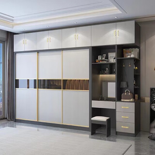 Solid wood sliding door wardrobe home bedroom modern simple small apartment sliding door cabinet italian style light luxury wardrobe customization wardrobe full series package installation length 120cm * depth 60cm * height 200cm