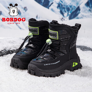 Babudou children's shoes winter warm children's snow boots two cotton plus velvet thickened boys' boots 116545188 black 36
